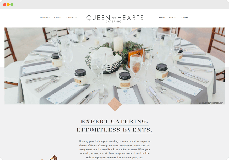 Queen of Hearts Catering website